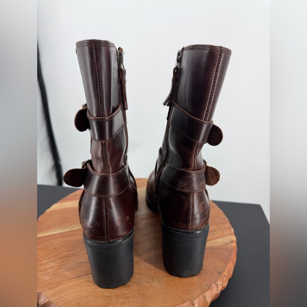 Harley-Davidson Lalanne Triple Strap Motorcycle Boots full-grain brown leather 9 - Picture 4 of 10